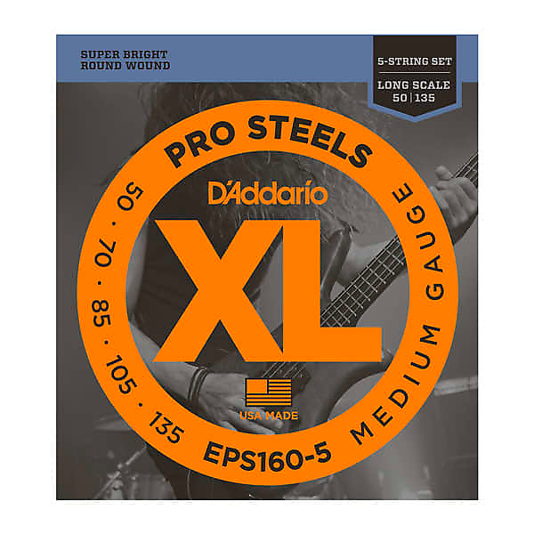 D'Addario EPS160-5 5-String ProSteels Medium Bass Strings image 1