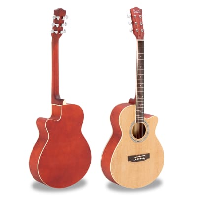 New Glarry GT501 40 Inch Cutaway Auditorium Acoustic Guitar Matte Spruce Front Folk Burlywood image 7