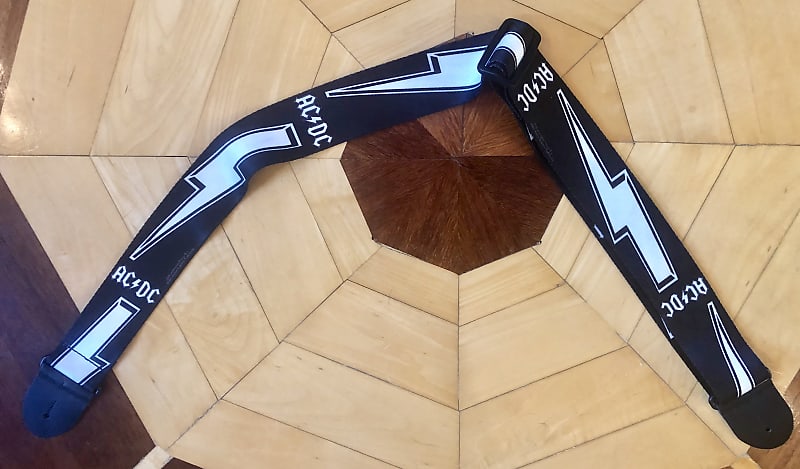 Perris Leather AC/DC White Logo and Bolt-GUITAR-BASS-ACOUSTIC | Reverb