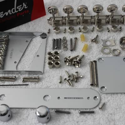 Fender American Telecaster Chrome Hardware Set Modern Vintage 6 saddle Bridge w/ Tuners 099-0810-000 image 2