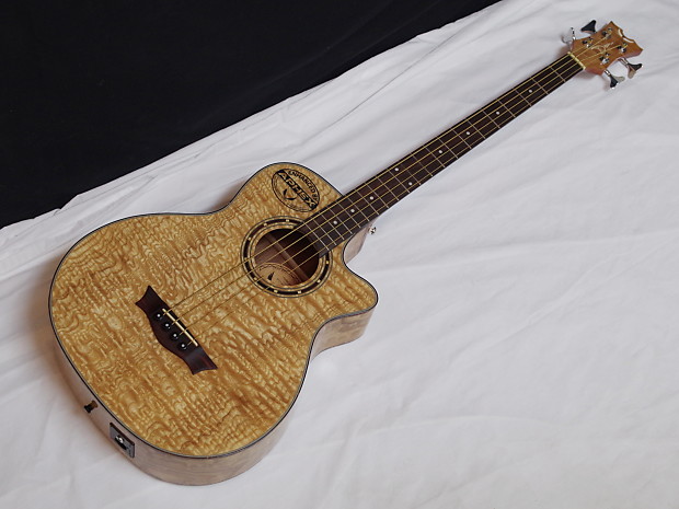 Immagine Dean EQABA-GN Exotica Quilt Ash Acoustic Bass w/ Aphex Electronics Gloss Natural - 1