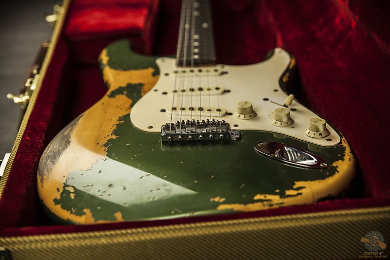 Fender Custom Olive Green Stratocaster Nitro Relic 1995 | Reverb