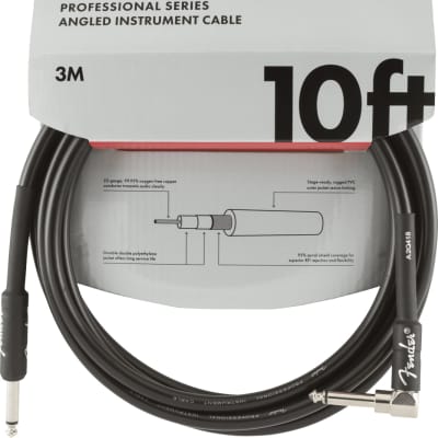 Fender Professional Series Instrument Cable 10 Foot Angled Black