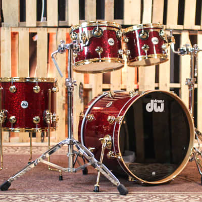 DW Collector's Cherry HVLT Ruby Glass Drum Set - 20,10,12,14 - SO#1313389 image 1