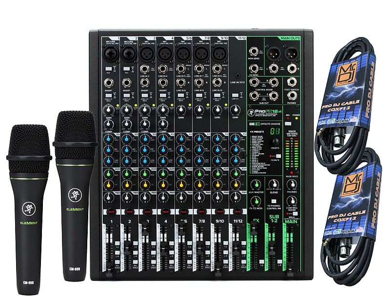 Mackie ProFX12v3 12-Channel Mixer with Built-in Effects and USB +2 Mackie EM-89D Cardioid Dynamic Vo image 1