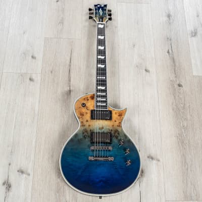 ESP E-II Eclipse Guitar w/ Case, Buckeye Burl Top, Ebony, Blue Natural Fade image 3