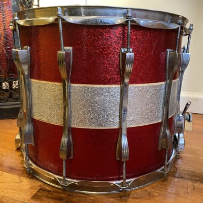 Ludwig 12x15” Marching Snare 1980s Red/Silver sparkle image 9