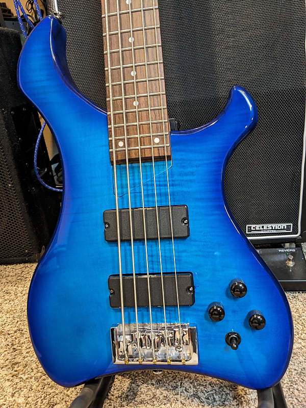 Harley Benton 5-String Marquess Bass | Flame Maple Top | Custom Wiring with 2x Push-Pull Pots | 35"-Scale 24-Fret 5-pc Maple/Walnut Neck image 1
