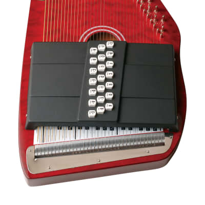 Oscar Schmidt OS21CQTR 21 Chord Acoustic Auto Harp. Quilt Trans Red OS21CQTR-U image 1
