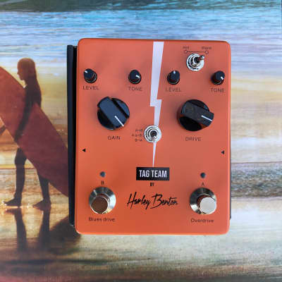 Harley Benton  Tag Team  - Dual 2 in 1 Orange  electric guitar pedal with original box for sale