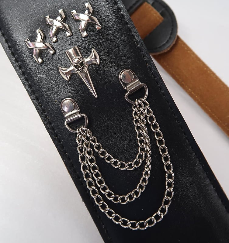 Chains and Axes / Skulls Goth Punk Rock Rebel Outstandin​g Custom Leather STRAP image 1