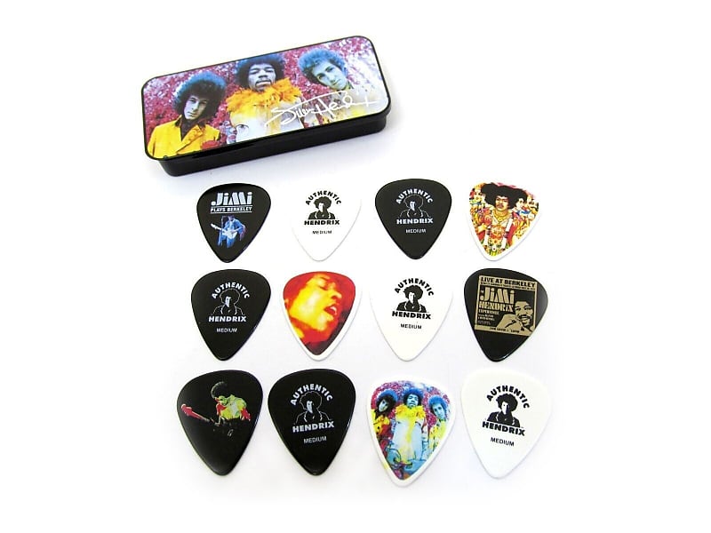 Jimi Hendrix Guitar Picks collectible tin signature series includes 12 Picks image 1