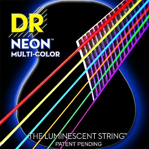 DR NEON NMCA12 Light Coated Phosphor Bronze Acoustic Strings, Mulit-Colored image 1