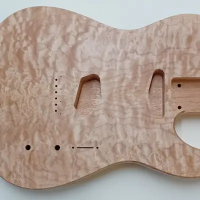 Shepard Custom Guitars  Telecaster Body Quilted Maple Top On 1pc Mahogany Backroute  2022 Unfinished image 1