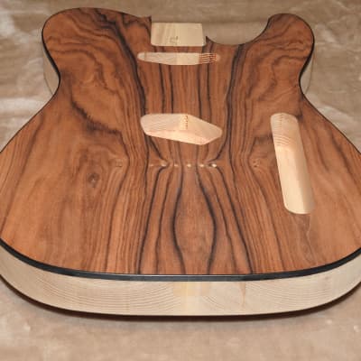 Unfinished Tele 2 Piece Ash With a Book Matched 2 Piece Black Walnut Top Bound in Black! image 8