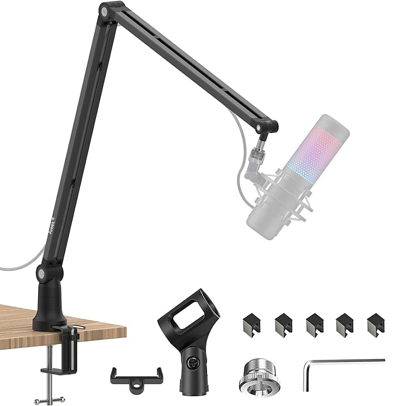 Boom Arm Mic Stand, Adjustable Desktop Metal Microphone Arm Reverb