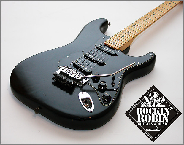 Fender Stratocaster 1977 Black w/Floyd Rose and Case | Reverb Canada
