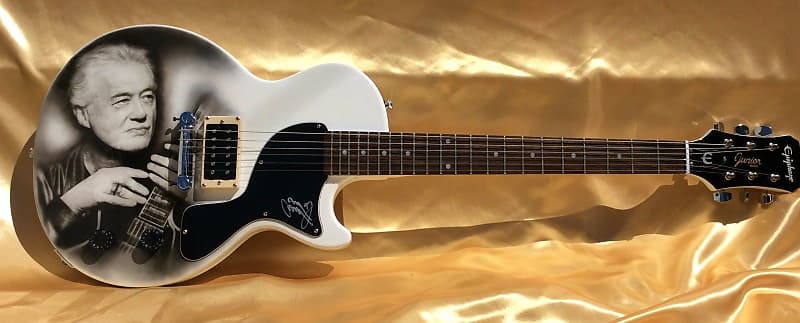 Led Zeppelin Jimmy Page Signed Airbrushed Guitar (Beckett Certified) image 1