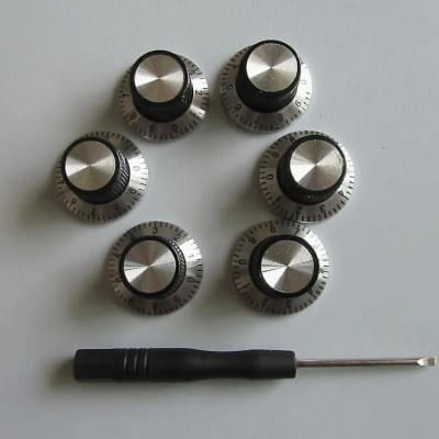 Chrome 10 Piece Guitar AMP Amplifier Effect Pedal Knobs