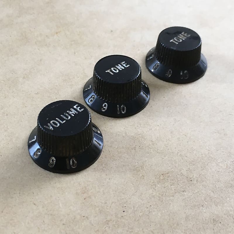 Genuine Fender Pure Vintage Aged Relic Black Strat Knobs Reverb