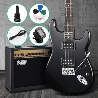 ALPHA Electric Guitar and 20w Amp Pack with Gig Bag Black image 7