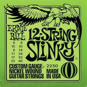 Ernie Ball 2230 12-String Slinky Electric Guitar Strings, .008/.008 - .040/.022w
