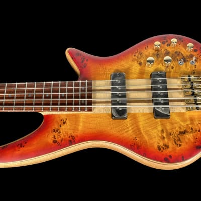 2021 Jackson Pro Series SBP V Spectra Burl Top 5-String Bass ~ Transparent Cherry Burst image 2