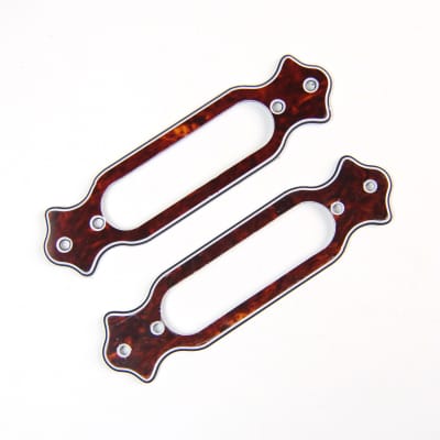 2x Flanged Single Coil Pickup Mounting Base plate Rings, 4ply Tortoise