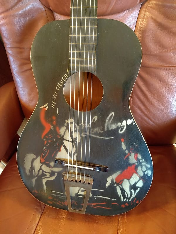 Circa late 30's ? Stella ? Lone Ranger Stencil Cowboy parlor guitar all original image 1