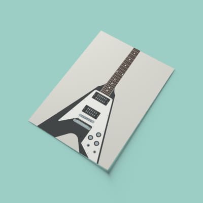 Flying V Guitar Print - Gibson Electric Guitar Poster, Music Room Art, Instrument Art, A4 Size image 3