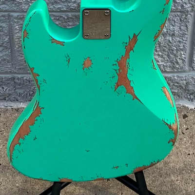 GAMMA Custom Bass Guitar JRW24-01, 4-String Beta Model, Road Worn Marina Green image 9