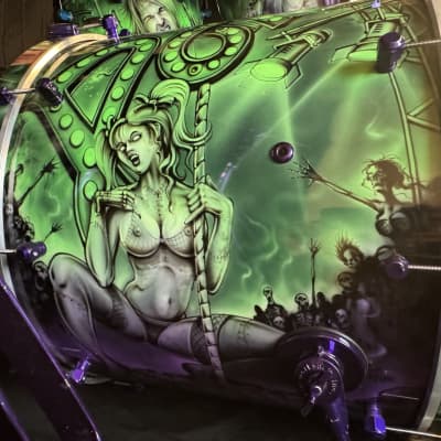 Rikki Rockett's Poison, Rockett Drum Works "Zombie" Kit: 22", 12", 14", 16", 6x14" Snare. Purple Hardware 2012 - Custom Graphics By Craig Fraser. SIGNED! image 10