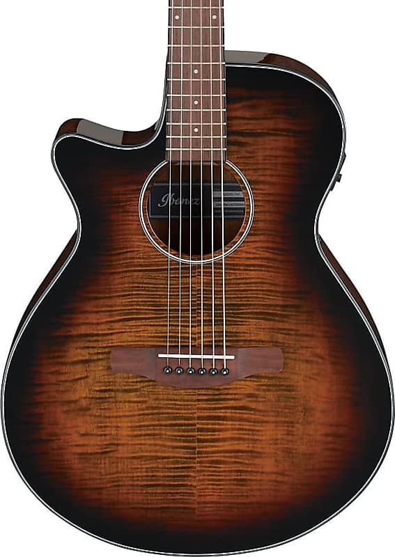 Ibanez AEG70L AEG Series Left-Handed Acoustic-Electric Guitar, Tiger Burst image 1