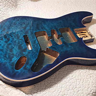 USA made,Double bound Alder body in Blueberry clouds with beautiful quilt maple top.Made for a Strat body# BBC-1. image 2