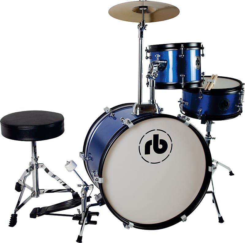 RB Drums RB JR3 MBL 3 Piece Drum Kit Metallic Blue