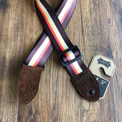 Levy's MP2-001 2" Adjustable Print Poly Guitar & Bass Strap Stripes Brown image 1