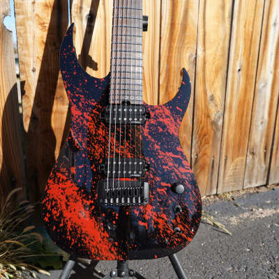 Schecter USA CUSTOM SHOP - Black w/ Blood Splatter - Keith Merrow KM-7 - Hybrid 7-String Electric Guitar w/ Case (2023) image 4