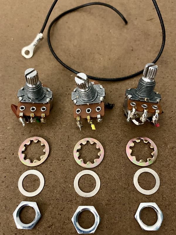 Guitar Potentiometers (3) 250k Alpha with Washers & Reverb