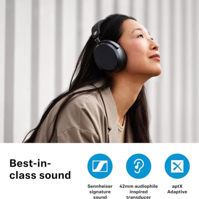 SENNHEISER Momentum 4 Wireless Headphones - Bluetooth Headset for Crystal-Clear Calls with Adaptive Noise Cancellation, 60h Battery Life, Customizable Sound and Lightweight Folding Design, Black image 3