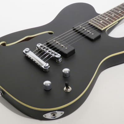 Lindo Dark Defender Semi Chambered Electric Guitar Thinline in Matte Black image 9