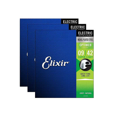 Elixir 19002 Optiweb Electric Guitar Strings Super Light 9-42 3