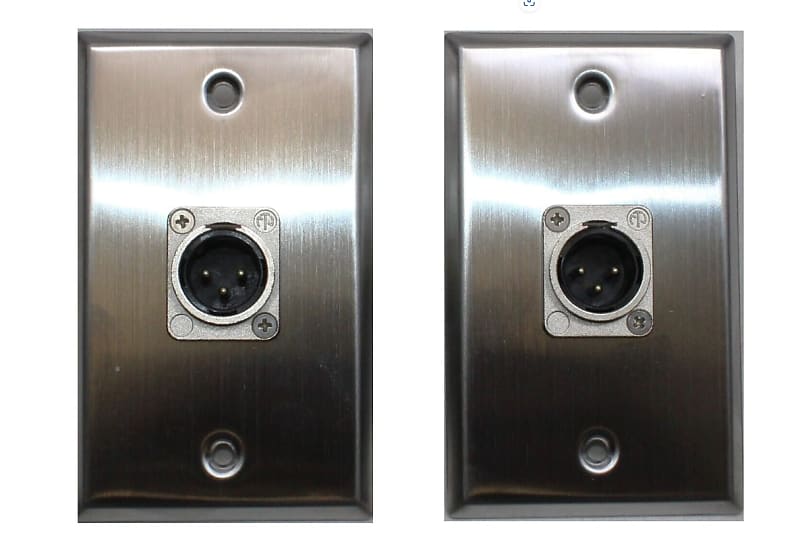 (2) Two XLR Single Wall Plates w/NEUTRIK NC3MDL1 Male 3 Pin Reverb