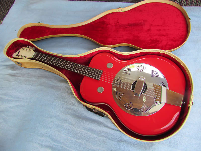 1962 Supro Folk Star Red Reso-Glass Resonator Vintage Supro Folk Star/Vagabond Cool Vintage Dobro Red Plastic! image 1