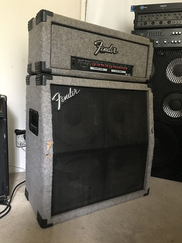 Fender M80 Chorus Half Stack 2-channel guitar amp & 4x12 slant cab- made in  USA - Grey carpet