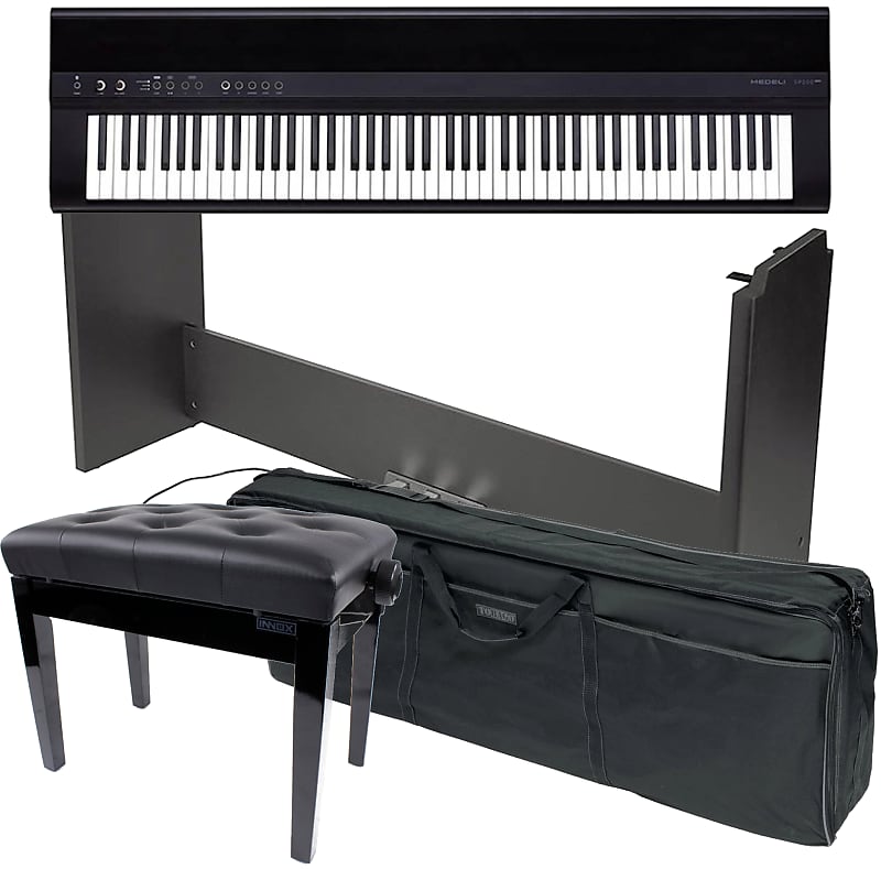 Medeli SP201+ Digital Piano (Black) + Frame, Piano Bench and Reverb