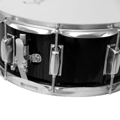 Glarry Snare Drum Poplar Wood Drum 14 x 5.5 2022 Black with Drumsticks Bag & Stand image 4