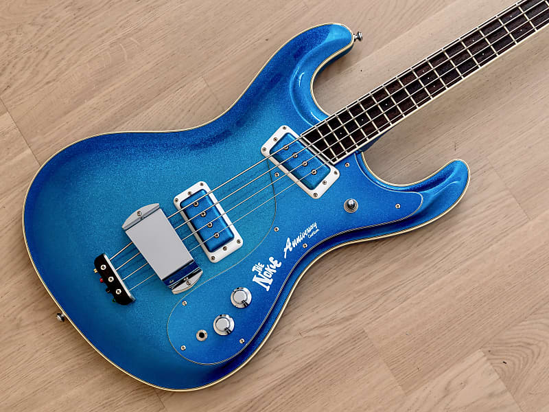 2006 Mosrite Ventures Model Bass Guitar, The Nokie 30th Anniversary Blue  Sparkle w/ Case, Fillmore