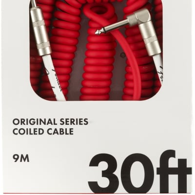 Genuine Fender Original Series Coil Cable, Straight-Angle, 30', Fiesta Red image 2
