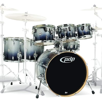 PDP By DW 7-Piece Concept Maple Shell Pack with Chrome Hardware Silver to Black Fade image 1