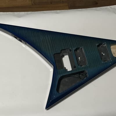 2006 MIJ Jackson RR3 RR Rhoads V Blue Flame Guitar Body Floyd Tremolo Ready image 1